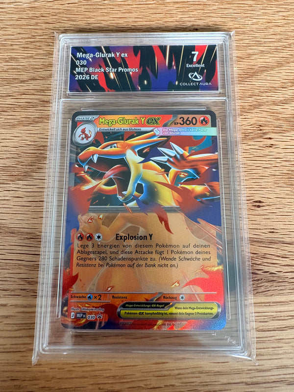 Mega-Glurak Y ex 030 – Deutsch – CollectAura 7 Excellent – Slab